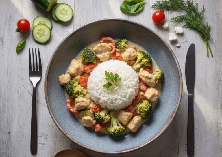 Нежная куриная грудка с брокколи и сладким перцем