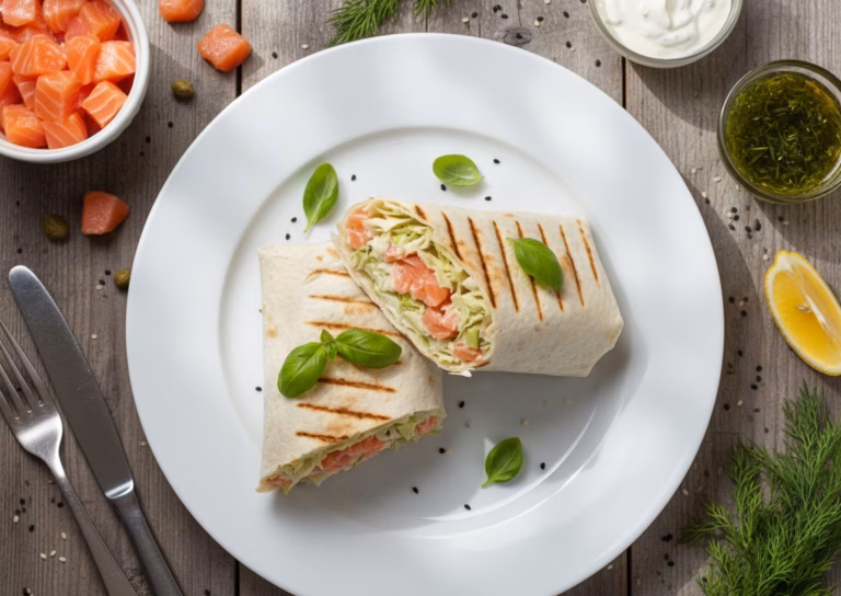 Нежная шаурма с красной рыбой и ароматными соусами