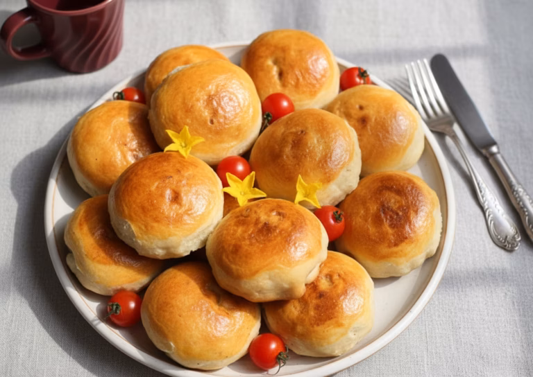 Пышные круглые пирожки с овощной начинкой и яйцом