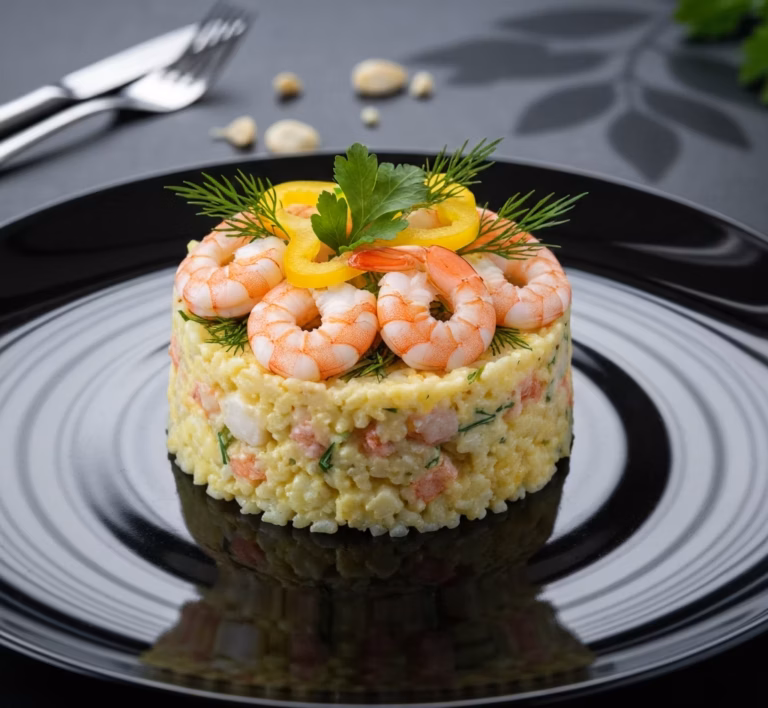 Аппетитное пшено с тунцом и морепродуктами
