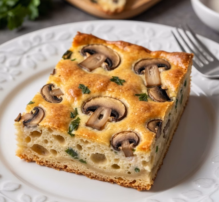Ароматный пирог с лесными грибами и свежей зеленью