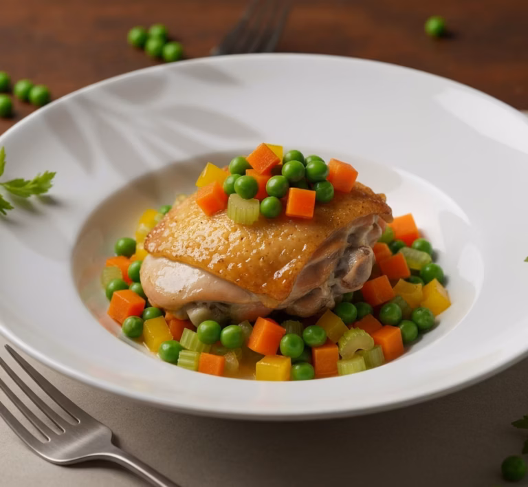 Нежная курица в кремовом соусе из зеленого горошка