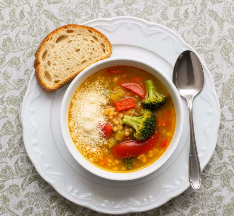 Нежный пшённый суп с брокколи и ароматными травами