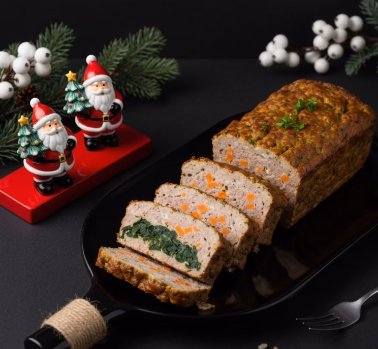 Нежный рулет из индейки с рисом и шпинатом
