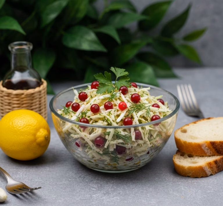Освежающий салат из капусты с брусничной ноткой