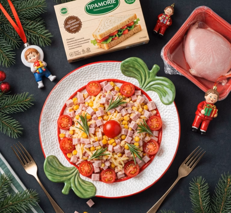 Праздничный салат новогодней ярмарки с яркими вкусами