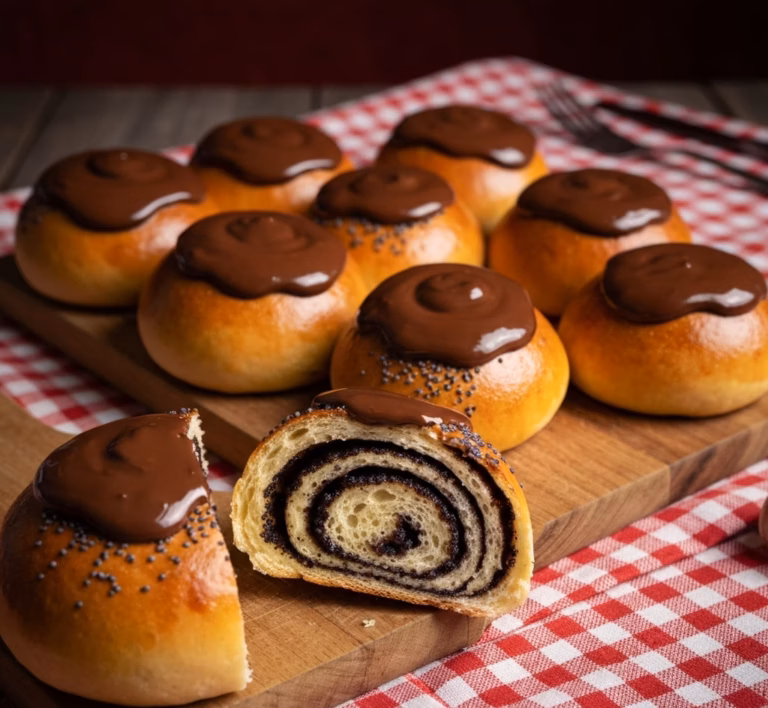 Шоколадные булочки с маковой начинкой