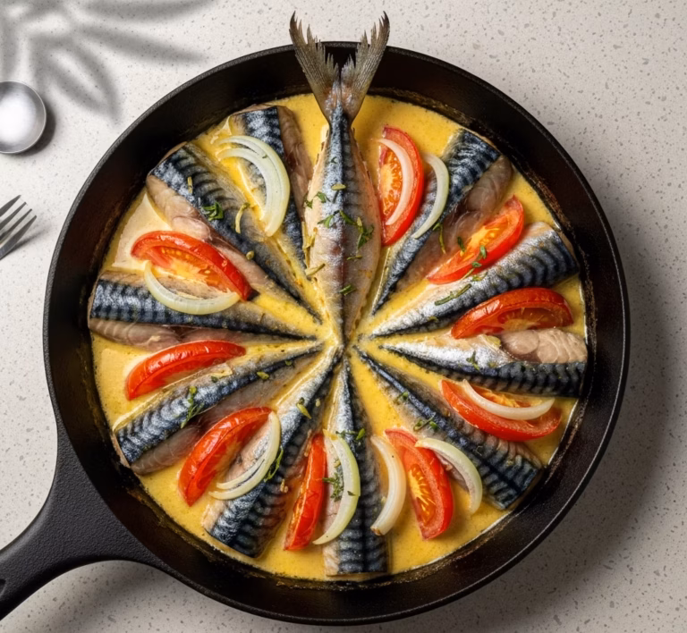 Скумбрия, нежно маринованная на луковой постели