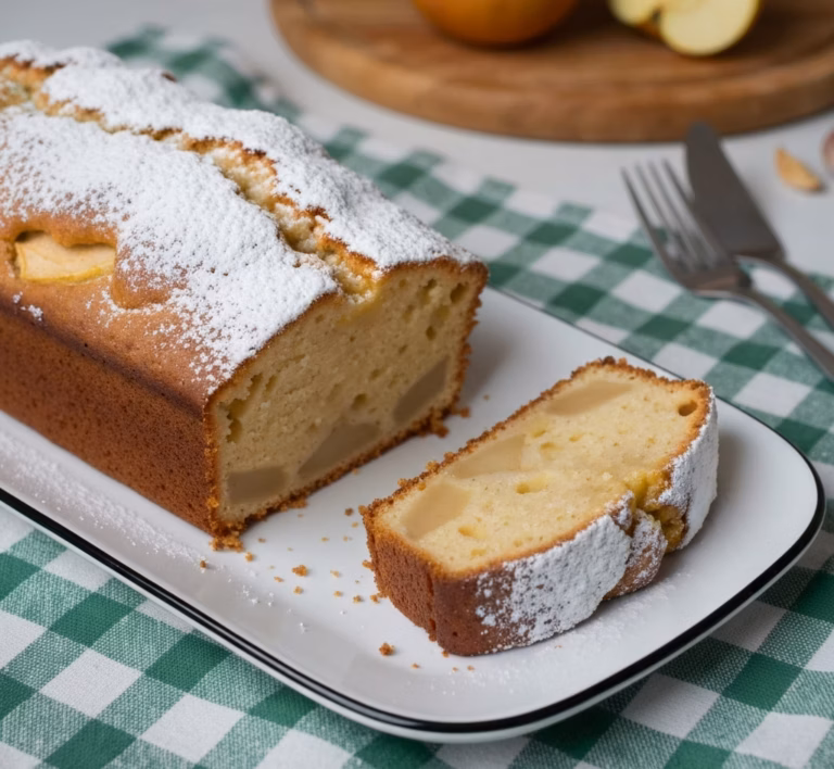 Сочный кекс с яблоками и орехами