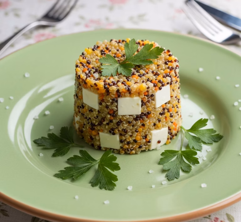Сытное киноа с курицей и нежным сыром