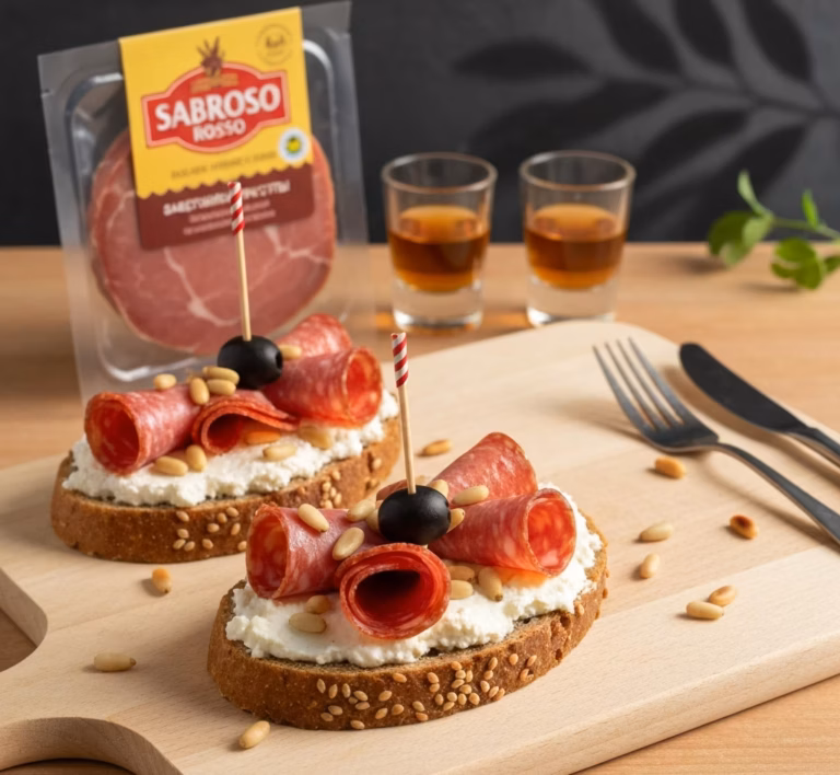 Яркие закусочные брускетты с хрустящей основой