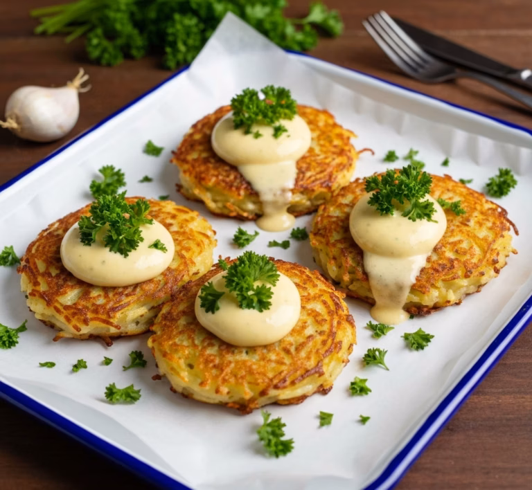 Золотистые картофельные лепёшки с нежной курицей и ароматными грибами