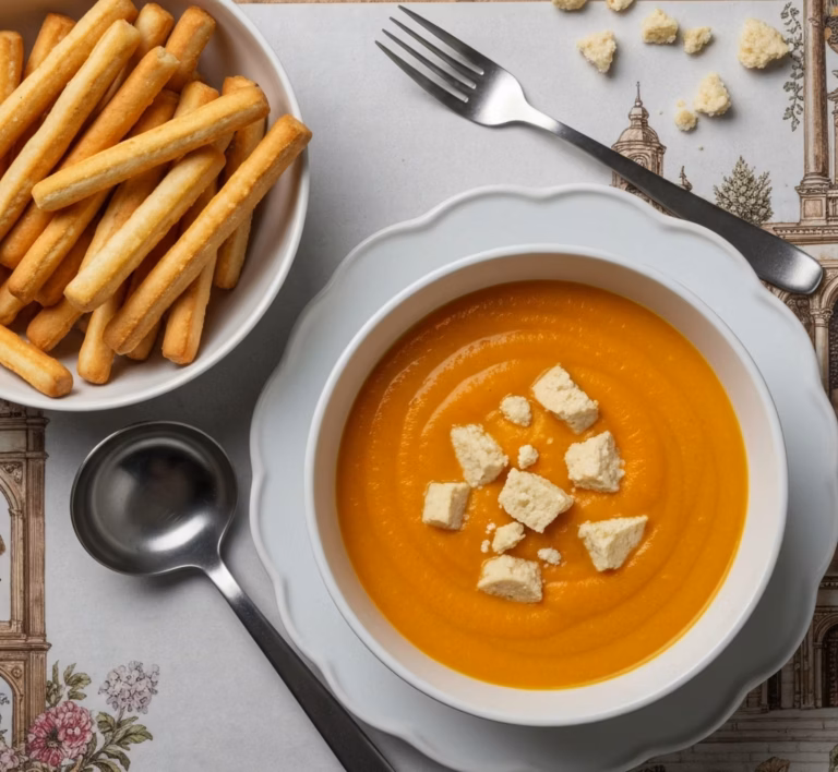 Кремовый суп из батата с нежной куриной грудкой