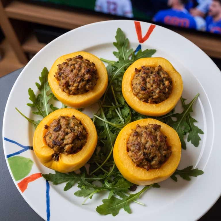 Запечённые яблоки, фаршированные нежной индейкой