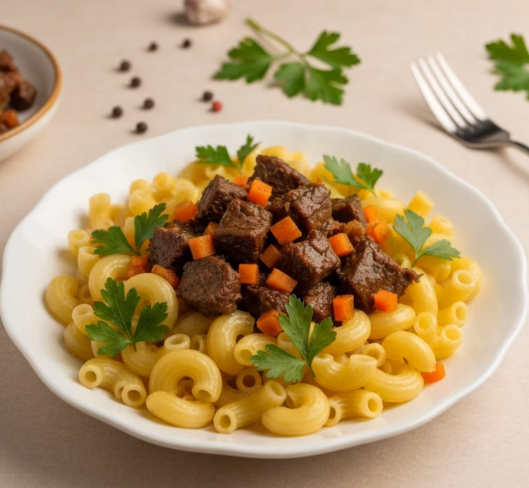 Нежное мясо, жаренное и тушёное до золотистой корочки