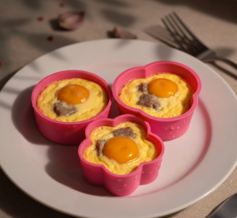 Нежный паровой омлет с хлебными ломтиками