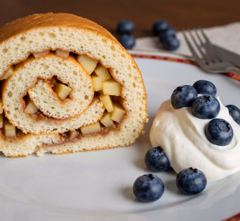 Нежный рулет с сочными яблоками