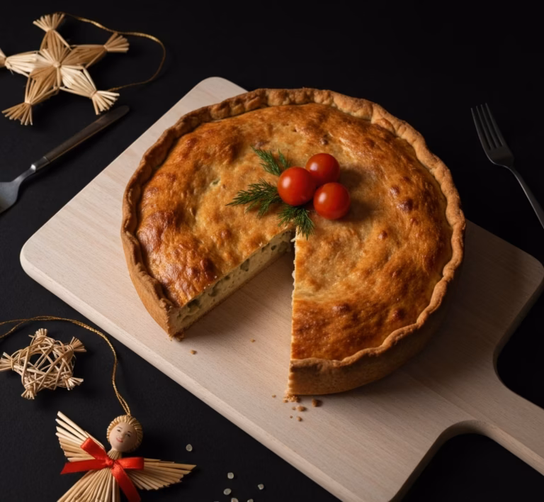 Пикантный пирог с индейкой и капустной начинкой