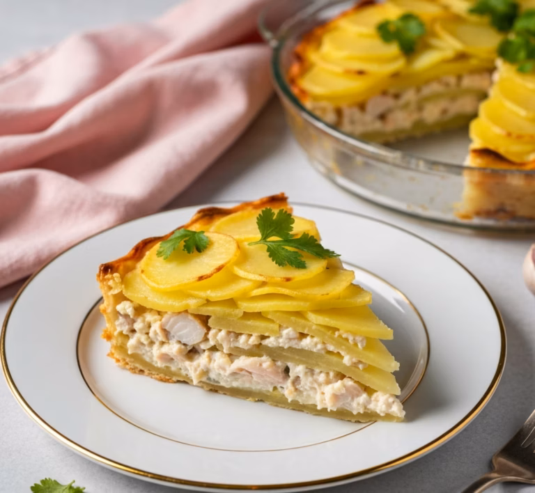 Сочный куриный пирог наизнанку с золотистой корочкой