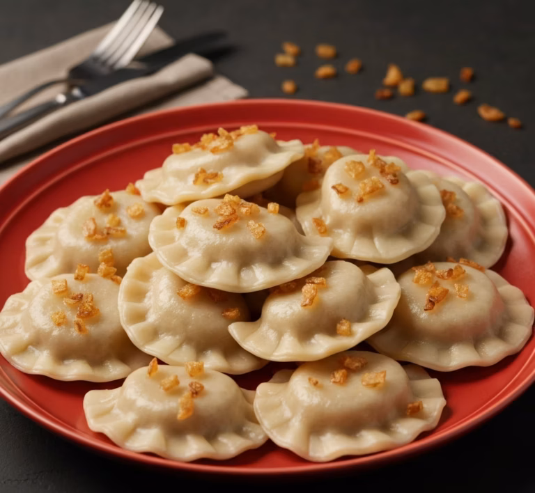 Домашние ржаные вареники с картофелем и лесными грибами