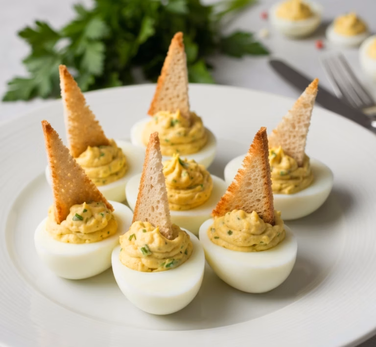 Изысканная закуска парусники из яиц