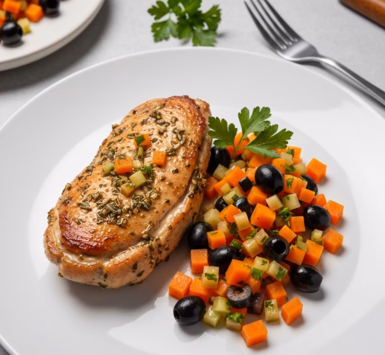 Нежная курица с грибами и ароматом маслин