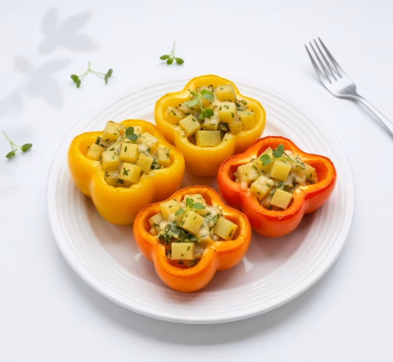 Нежные паровые перцы, фаршированные картофелем