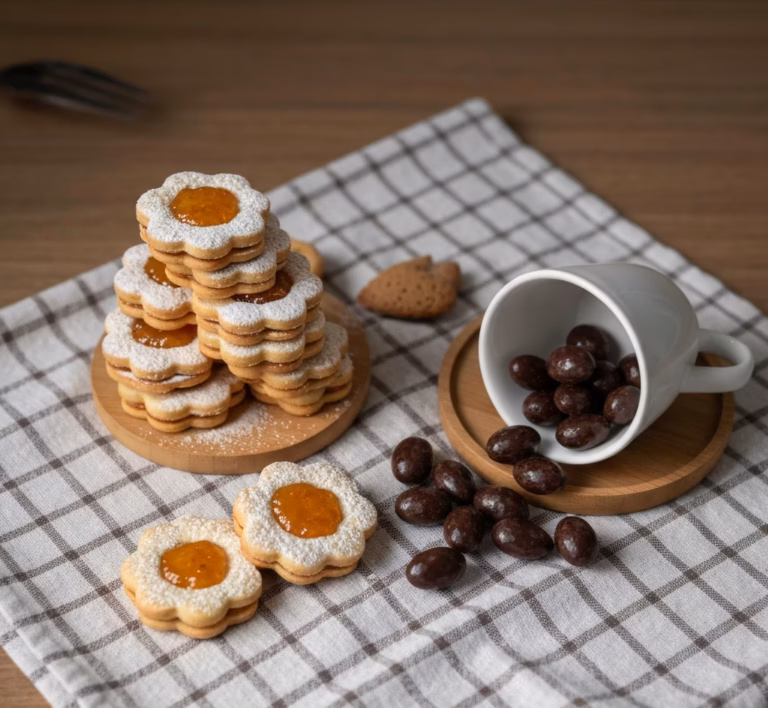 Нежные печенья с глазированной начинкой Линц