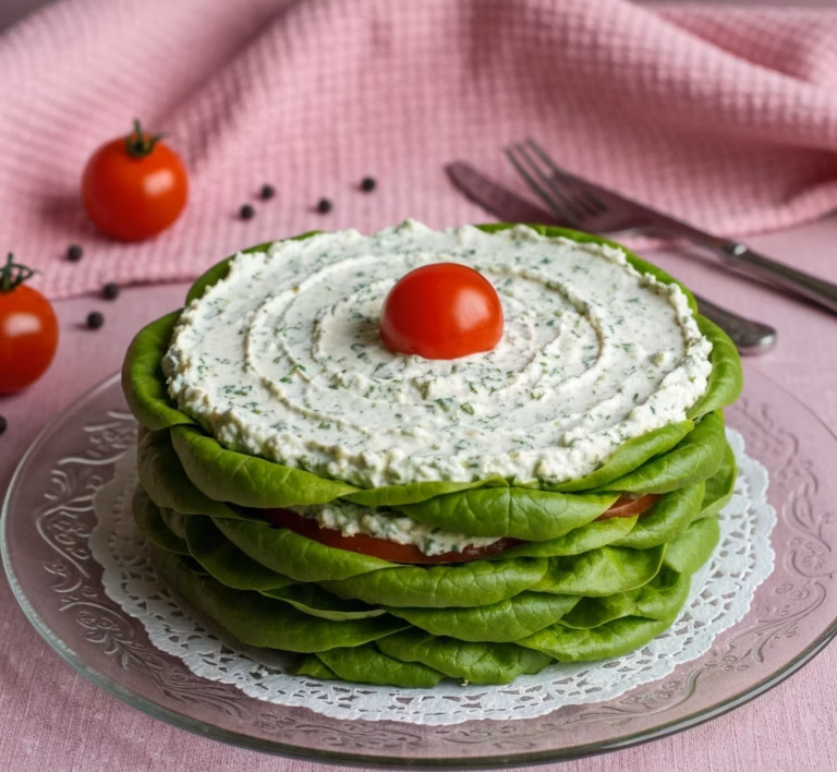 Нежный куриный муссовый торт со шпинатом