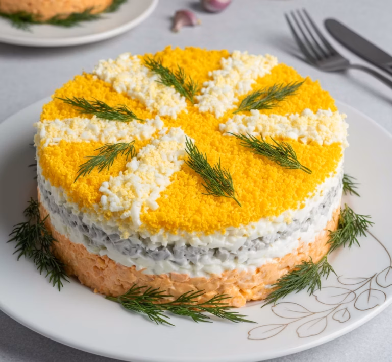 Нежный салат мимоза с нежной начинкой