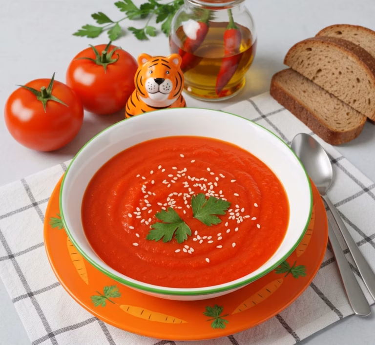 Нежный суп-пюре из моркови и томатов