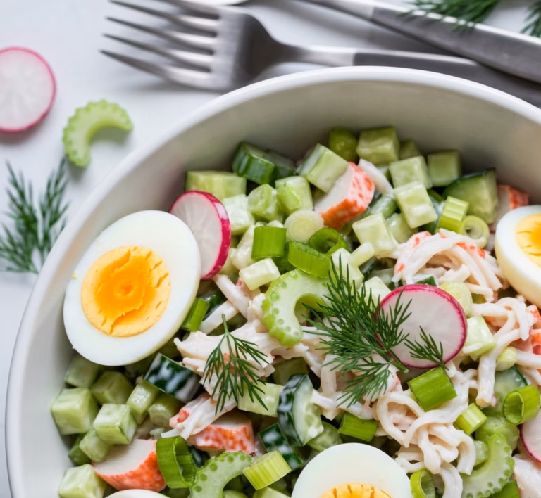 Освежающая окрошка с нежной курицей и зеленью