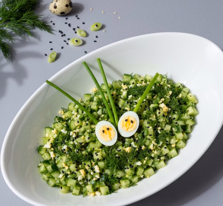 Зелёный салат из луга с травами и овощами