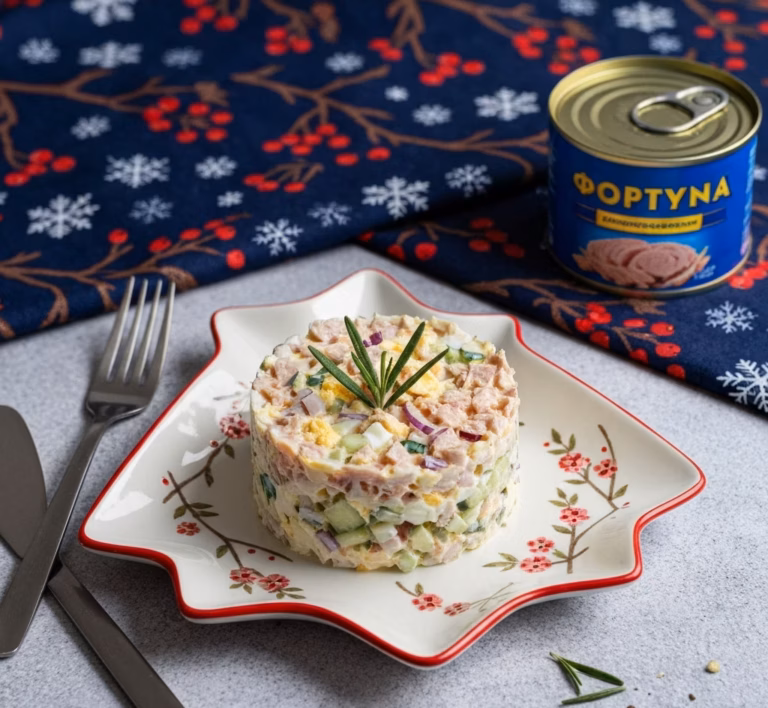 Лёгкий салат с ароматным копчёным тунцом