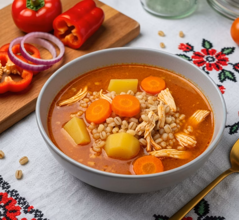 Нежный куриный суп с булгуром и ароматными травами