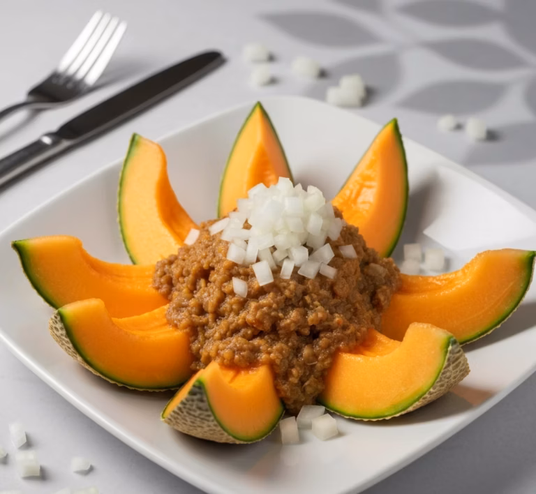 Освежающий салат с дыней и вареной курицей
