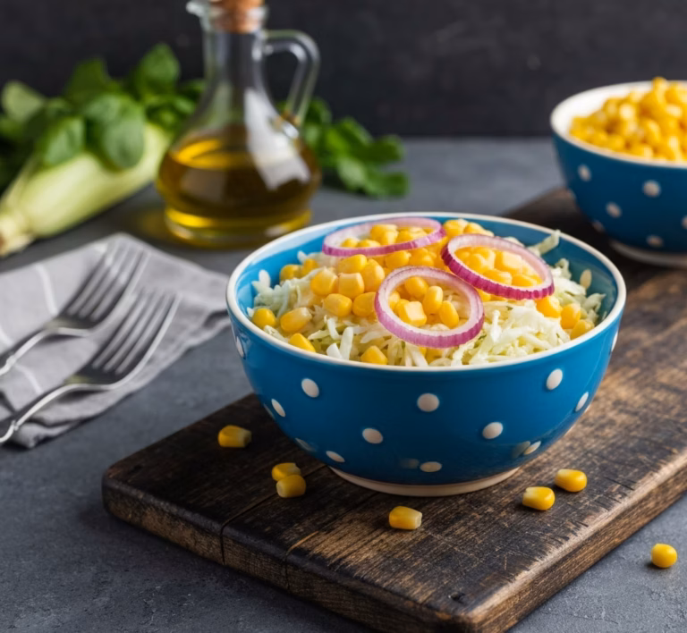 Свежий салат из капусты с кукурузой