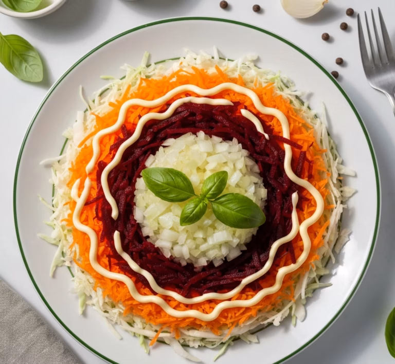 Яркий овощной салат с нежным куриным филе